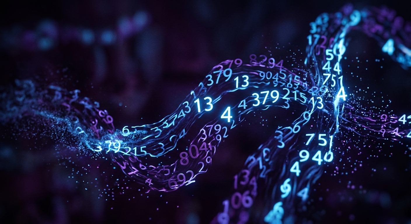 Glowing evil numbers and shadow energy flowing in dark numerology visualization