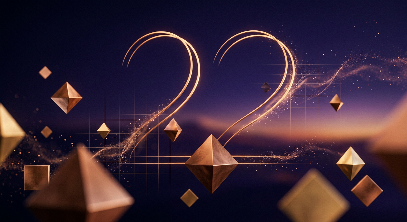 Abstract golden arcs and geometric forms representing Master Number 22 and Life Path 4 numerology energy
